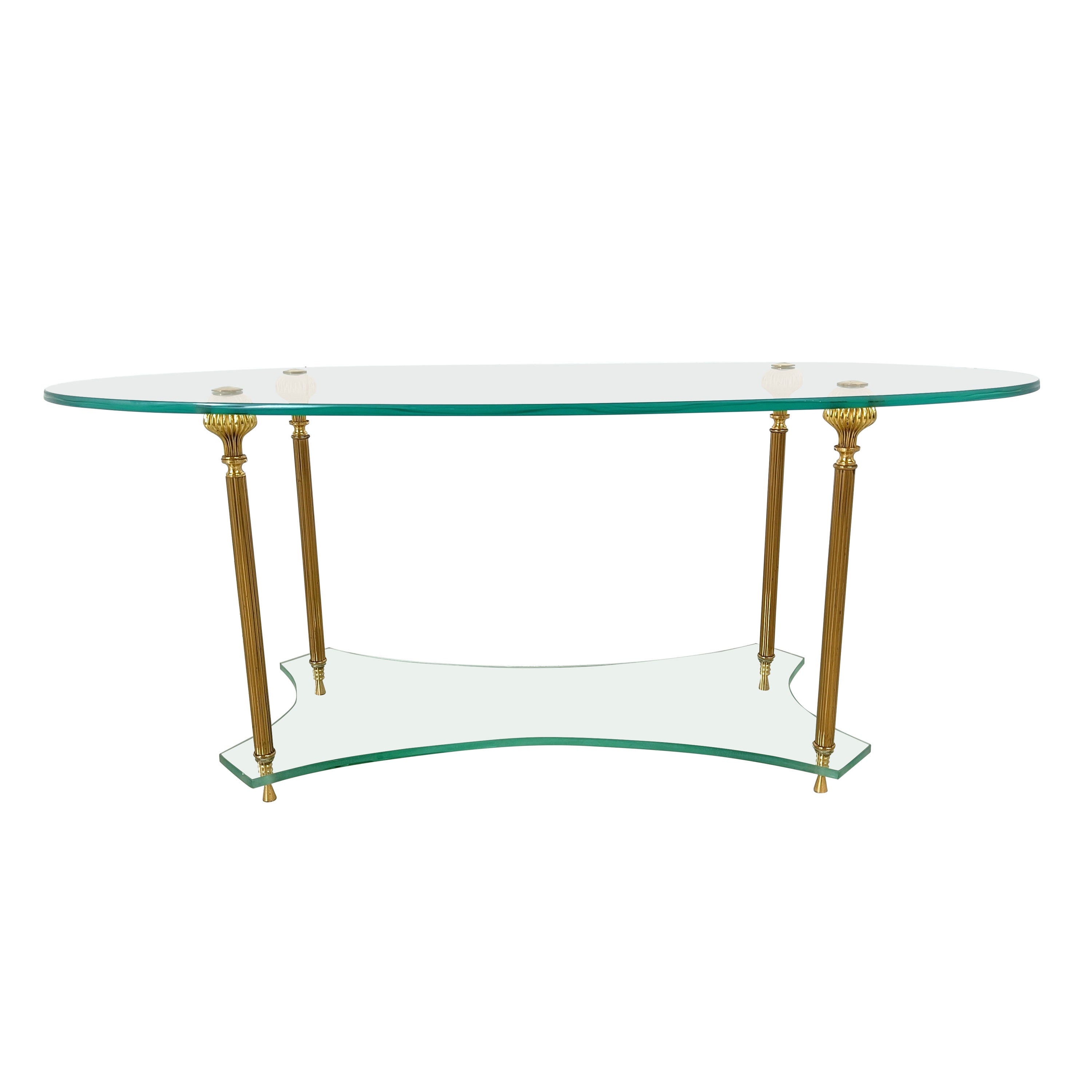 Brass and glass neoclassical coffee table, 1970s