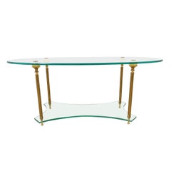 Retro Brass and glass neoclassical coffee table, 1970s