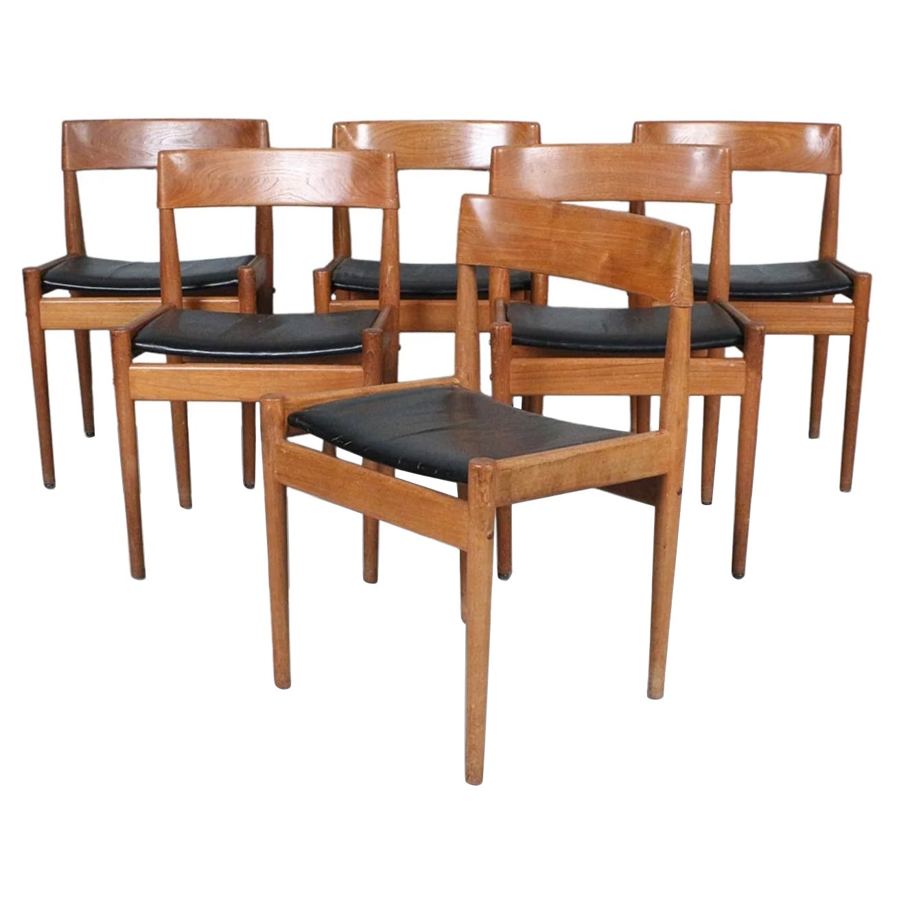 Set of six pj 3-2 teak dining chairs by grete jalk