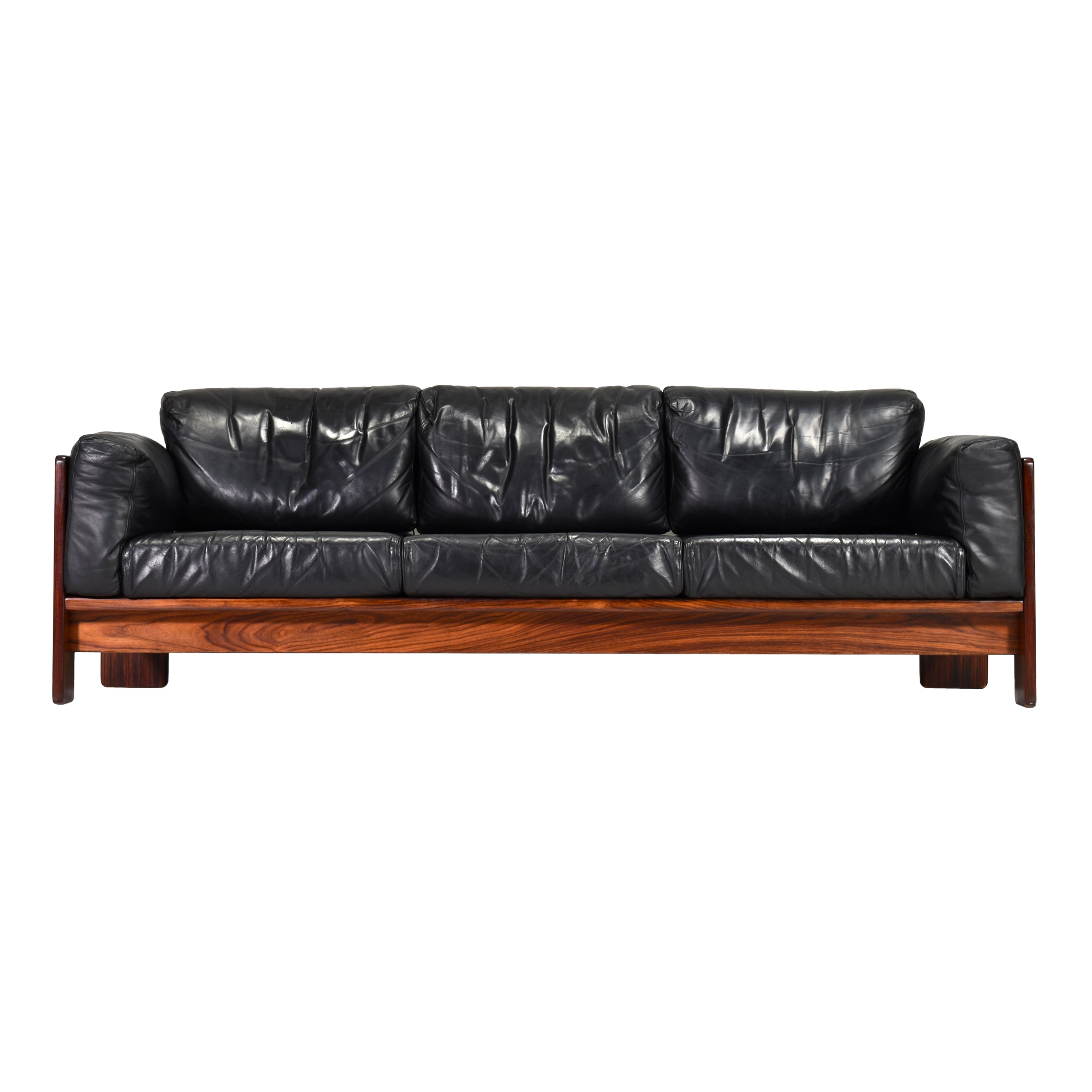 BASTIANO Sofa in black leather by Afra and Tobia Scarpa for KNOLL – Italy, 1962 For Sale