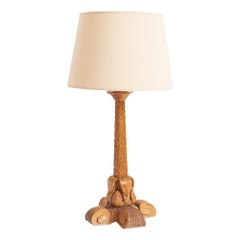 Early 20th Century Carved Wood Table Lamp