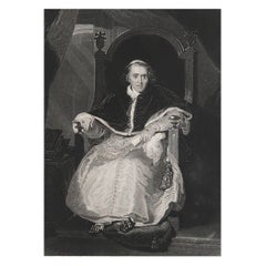 Original Antique Print of Pope Pius VII After Lawrence. C.1850