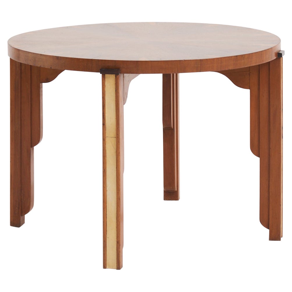 Art Deco Walnut and Velum Side Table