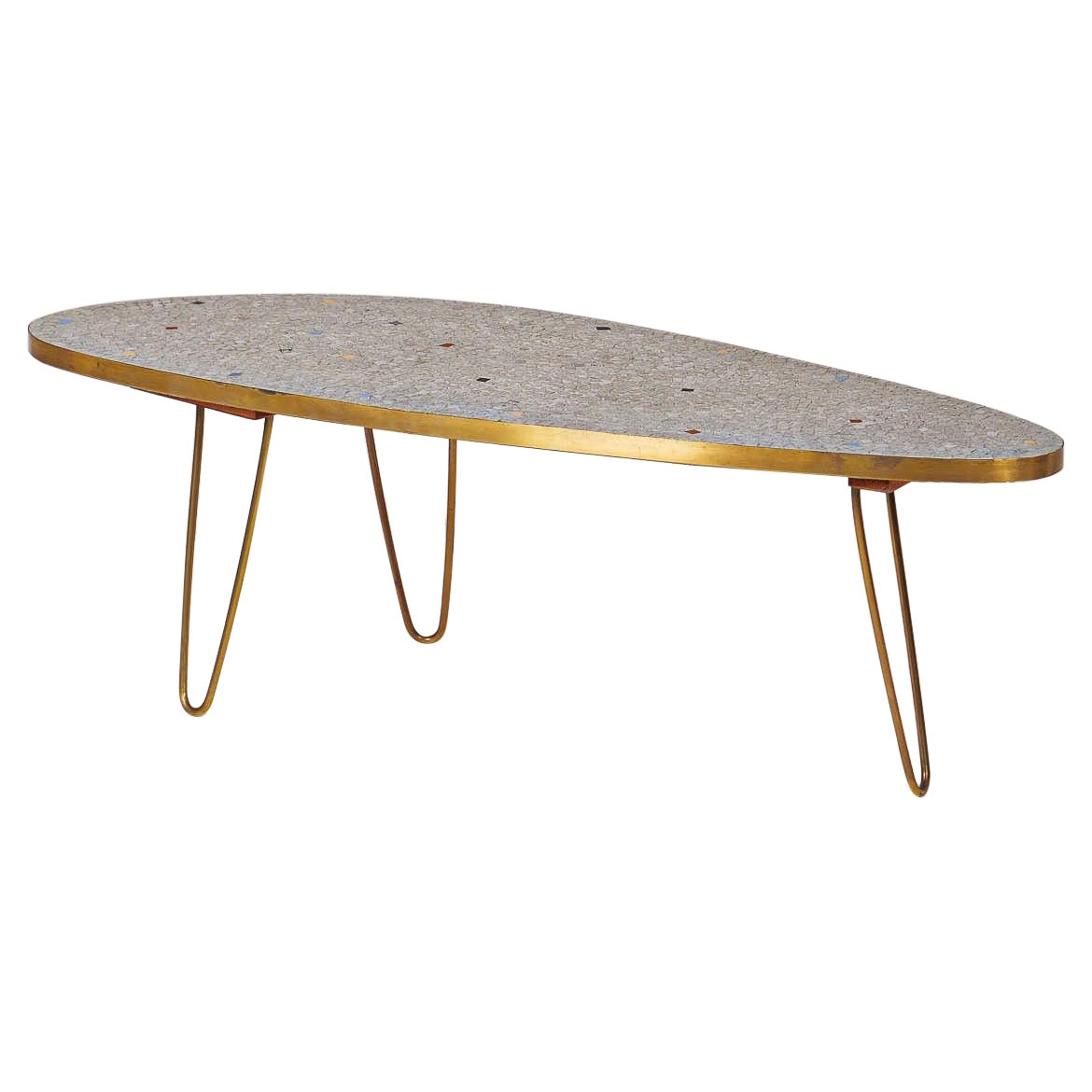 Ceramic and brass coffee table For Sale