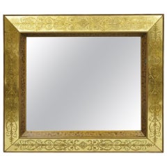 Vintage Hollywood Regency Gilt Gold Leaf Italian Style Rectangular Wall Mirror