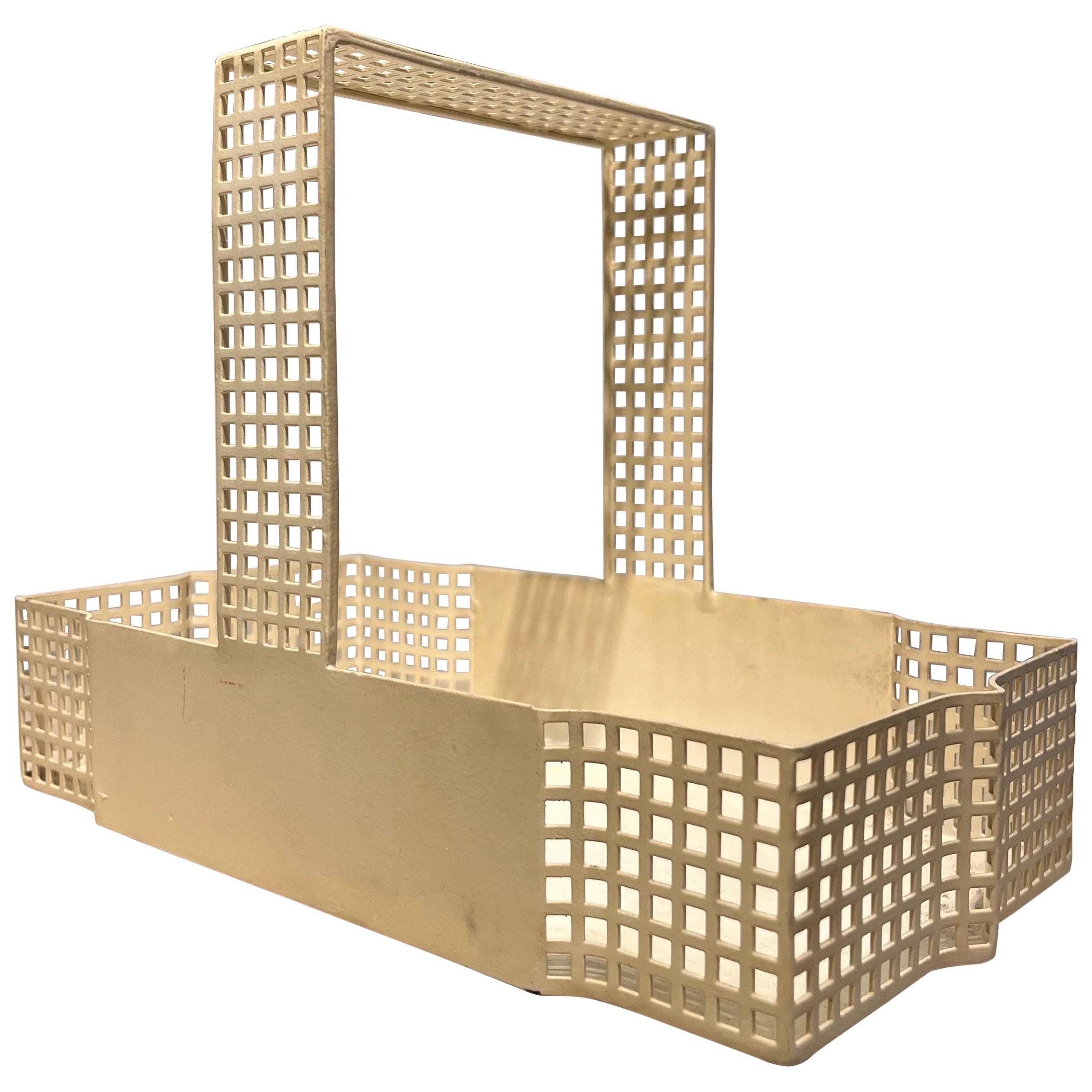 White Lacquered Metal Basket by Josef Hoffman for Bieffeplast, 1980s For Sale