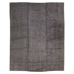 Oversized Handmade Gray Modern Indian Loop/Cut Wool Rug With Solid Design
