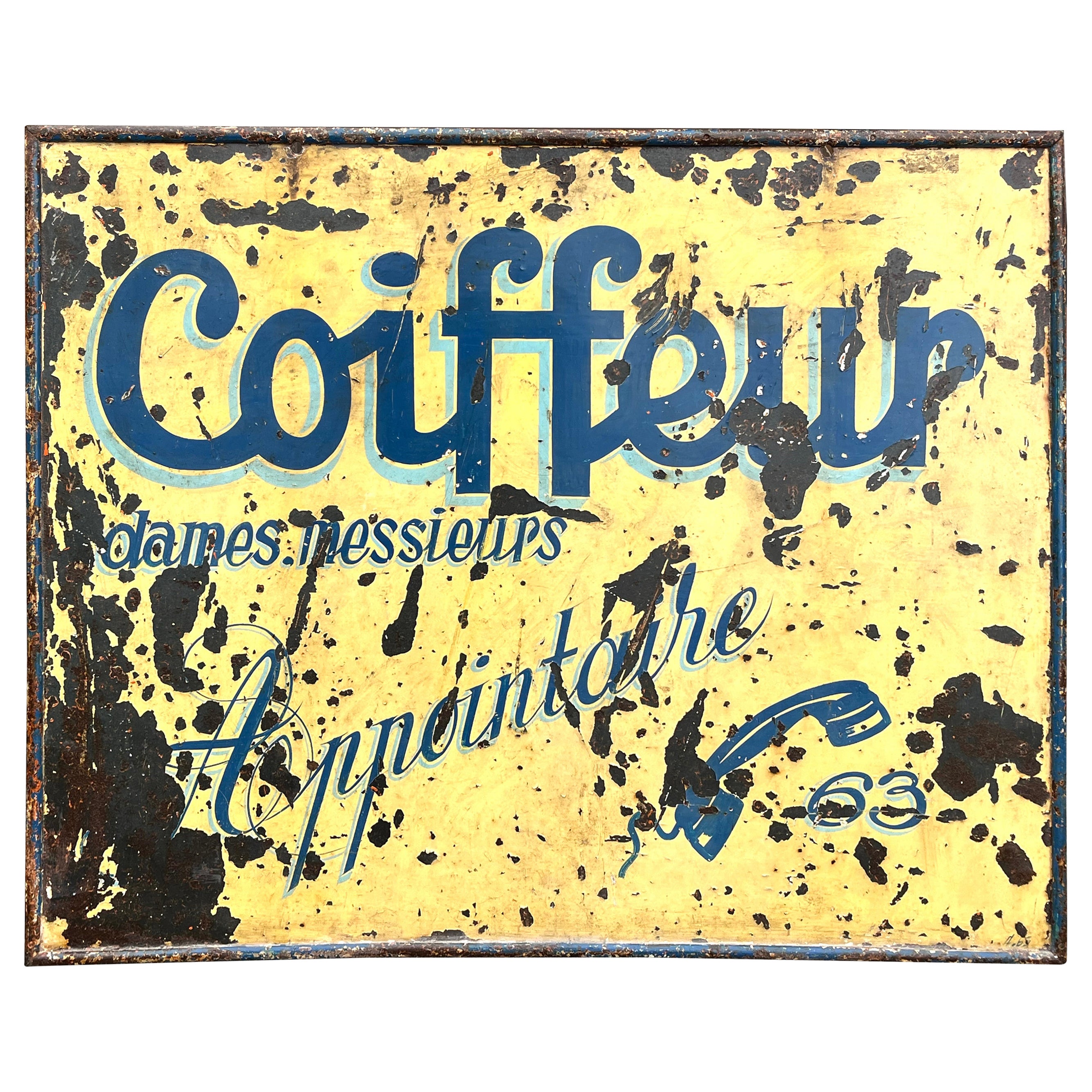 Antique French Trade Sign, Coiffeur For Sale