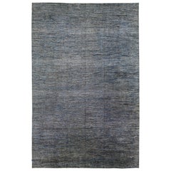 Toutover Geometric Modern Handmade  Tapis en laine gris et bleu