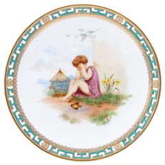 Antique W.P. & G Phillips Hand-Painted Reticulated Porcelain Plate 19th Century