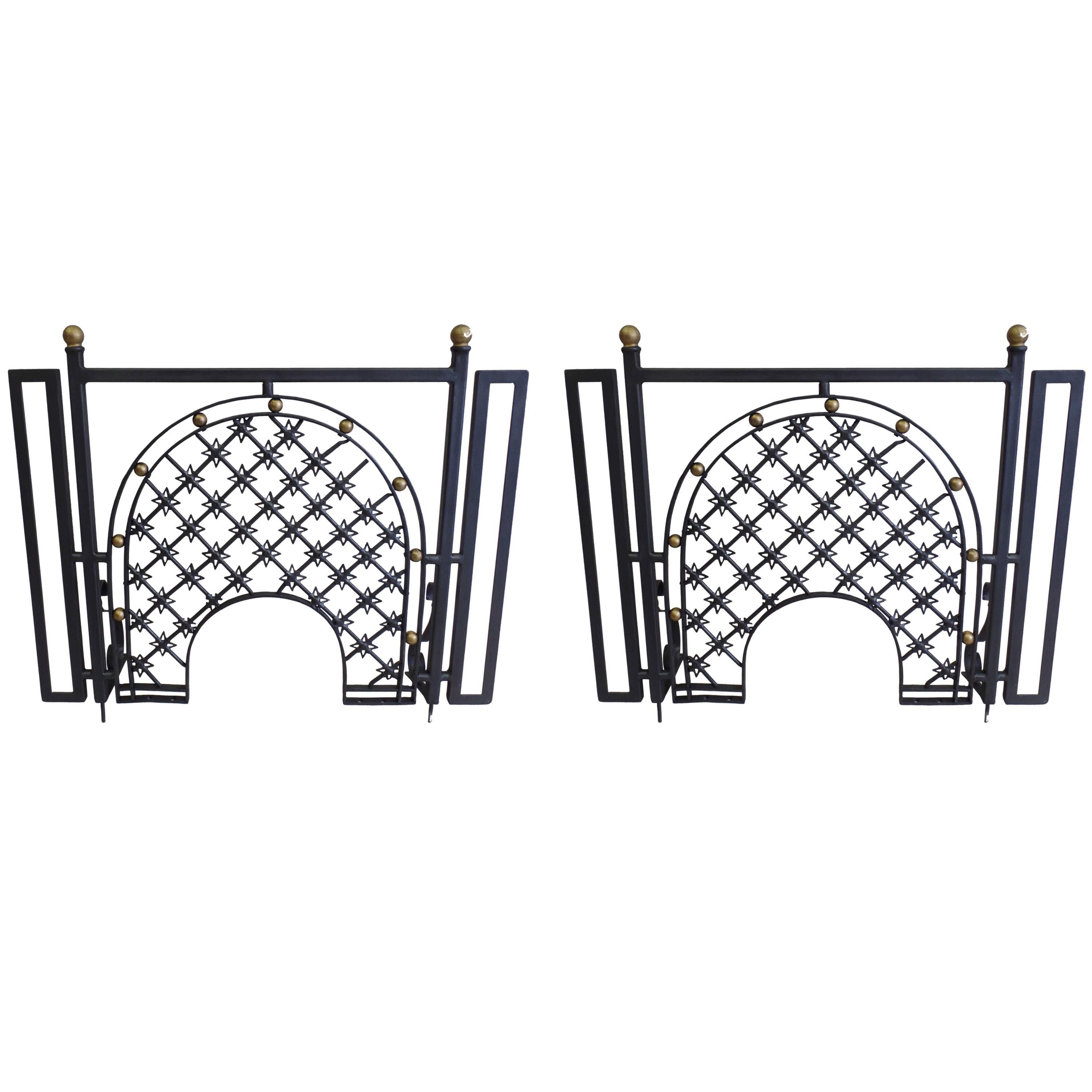 Two French Mid-Century Wrought Iron Fire Screens Attributed to Gilbert Poillerat For Sale