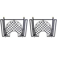 Two French 1940s with Wrought Iron Fire Screens Attributed to Gilbert Poillerat 2