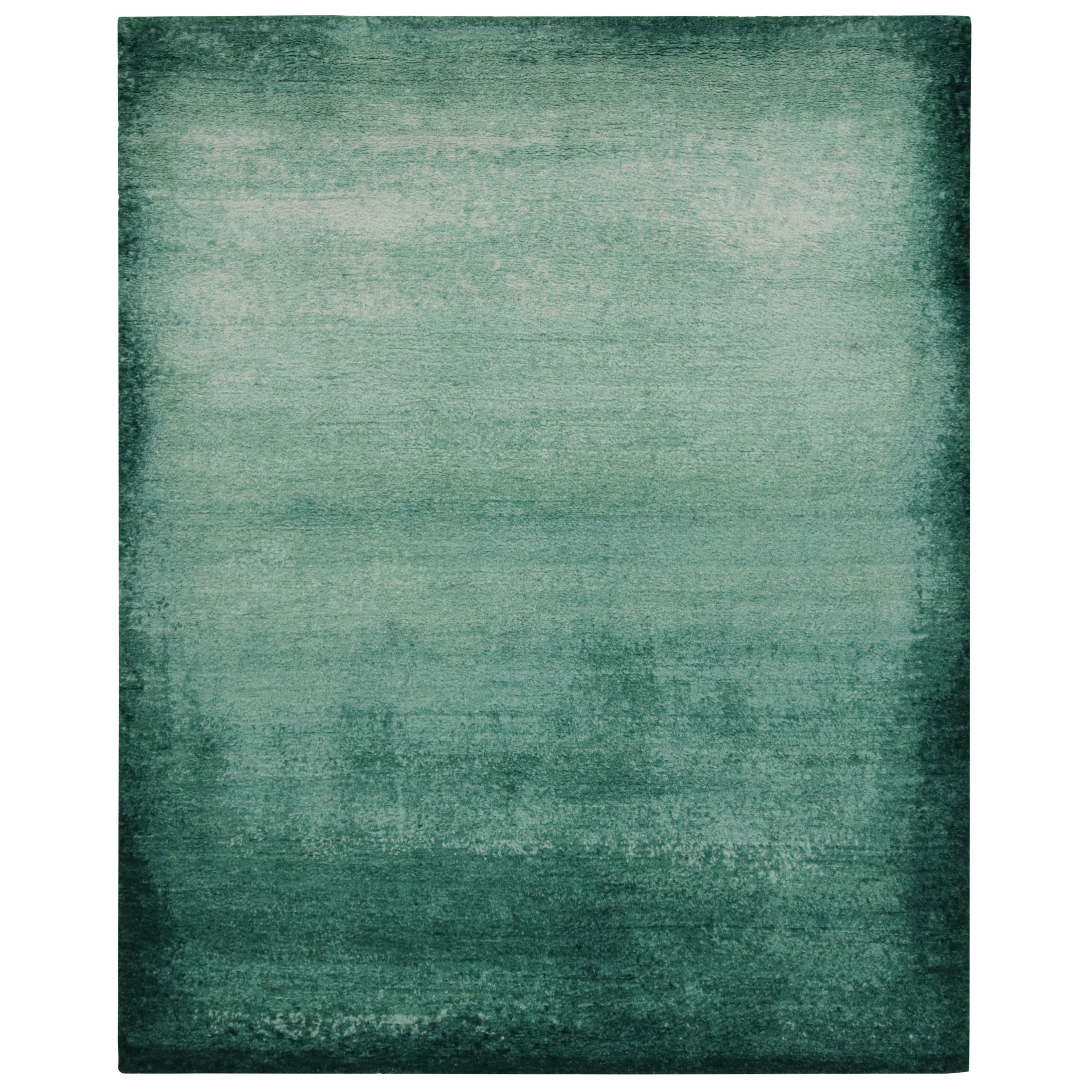 Rug & Kilim’s Contemporary Textural High Pile Rug in Teal Blue and Green For Sale