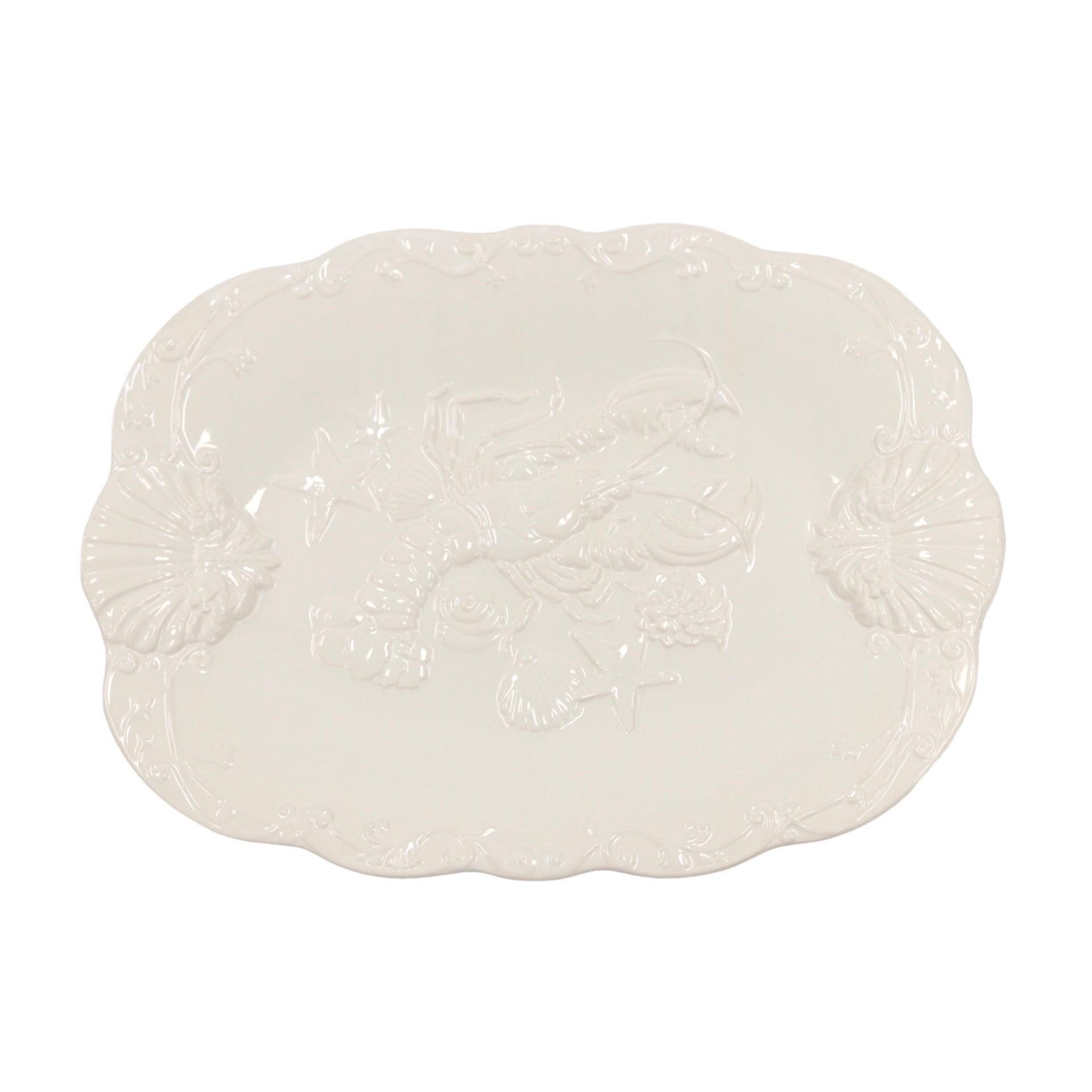 Portuguese White Ceramic Lobster Platter For Sale