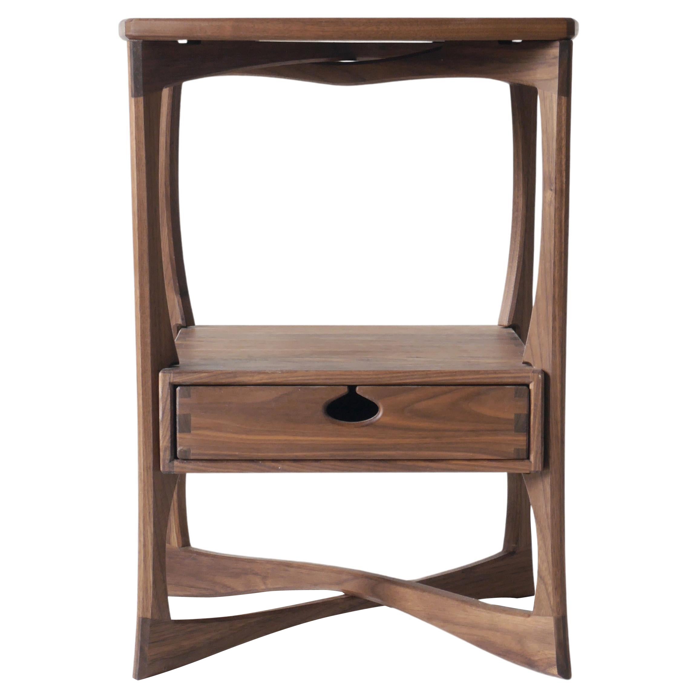 Walnut Roke Side Table, Modern End Table / Nightstand with one Drawer by Arid