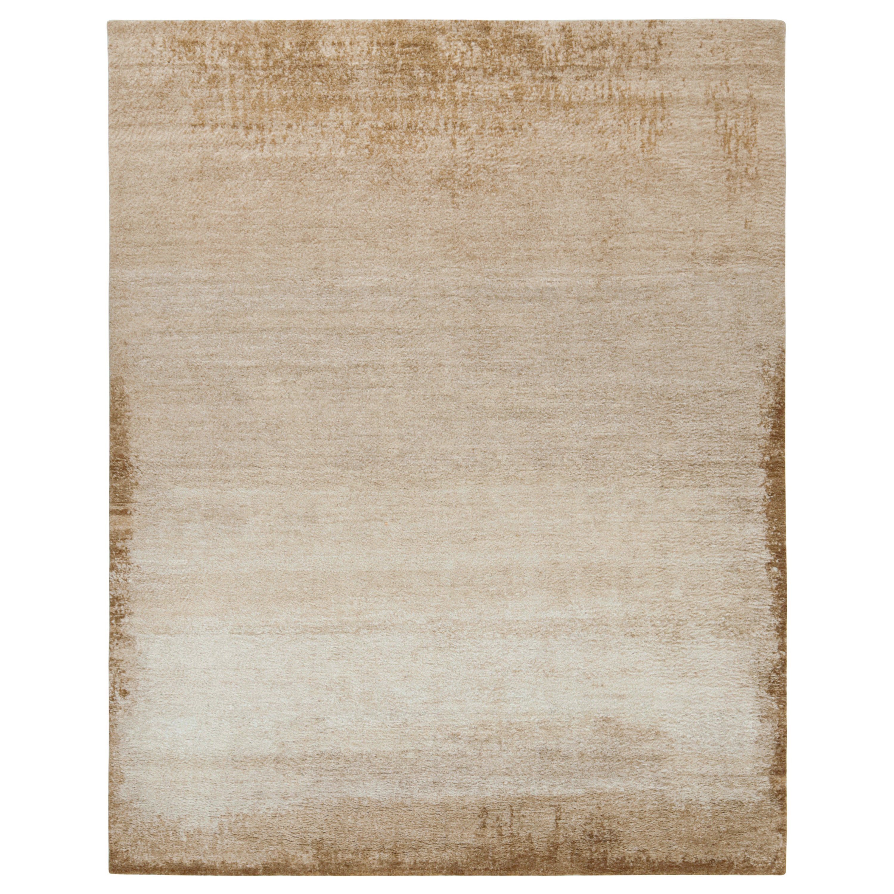 Rug & Kilim’s Contemporary Textural Rug in Beige-Brown High Pile 