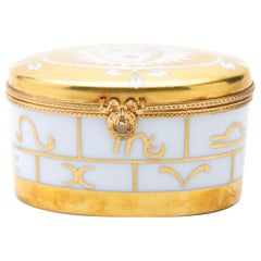 Vintage Tiffany & Co. "Horoscope" 24KT Gold Gilt Porcelain Lidded Box