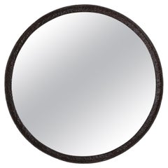 Retro 1950s Polish Iron Circular Mirror