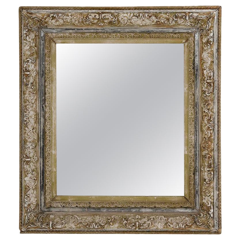 19th Century French Wood Patinated Mirror For Sale