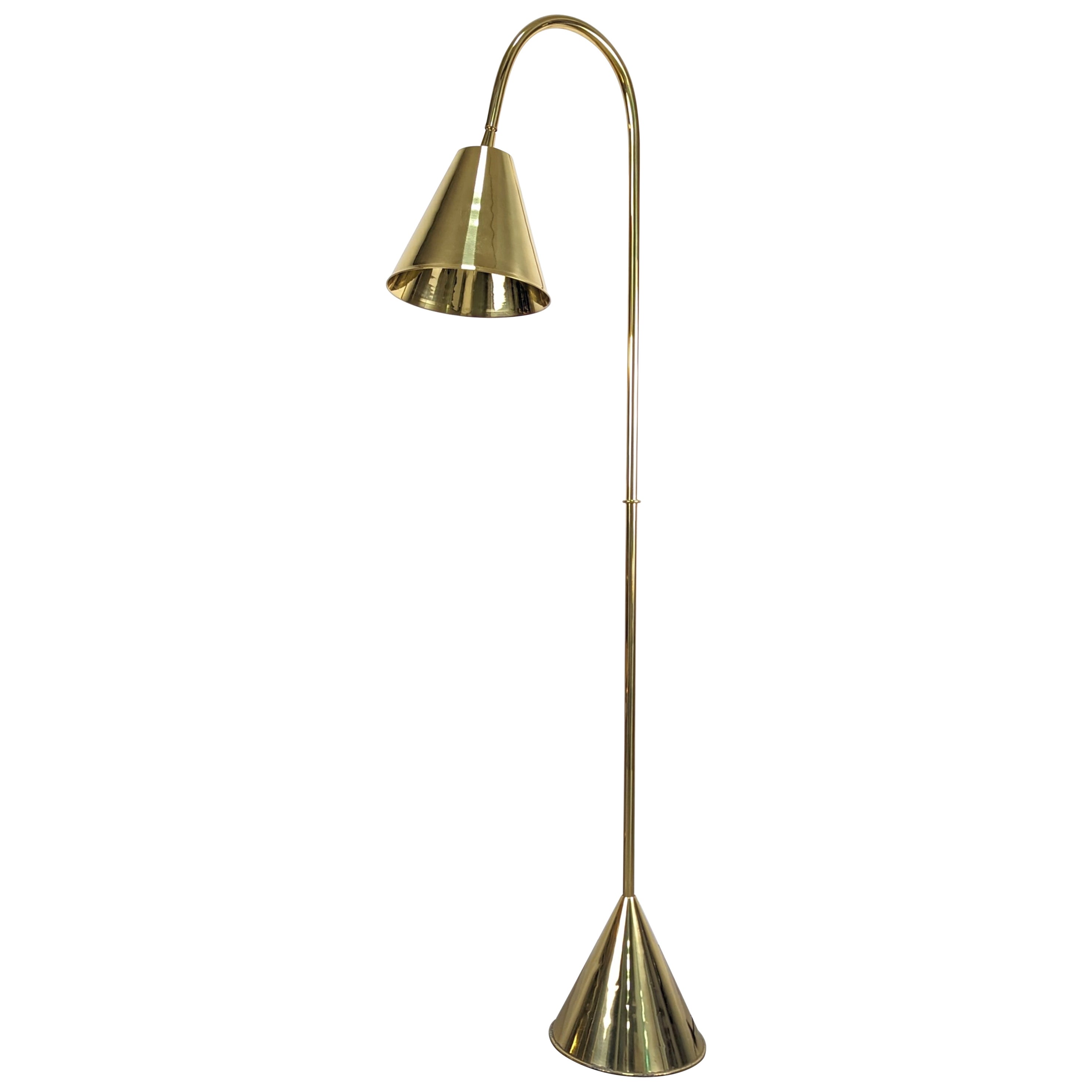Jacques Adnet floor lamp by Valentí in brass For Sale