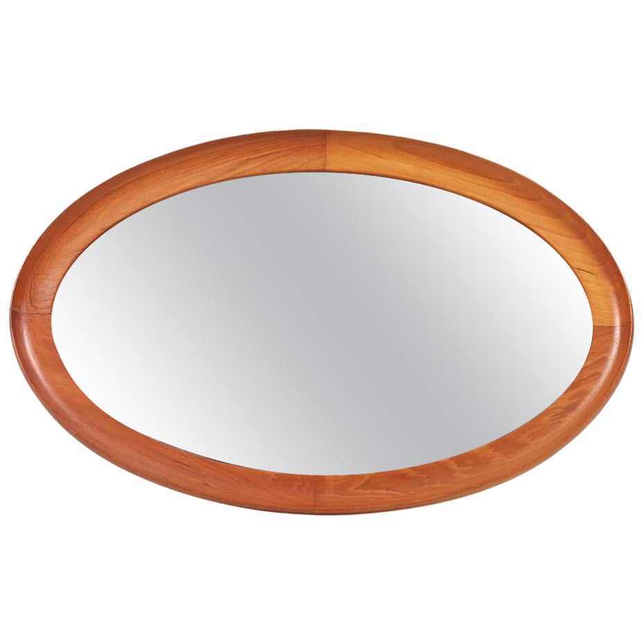 Mid Century Oval Teak Mirror