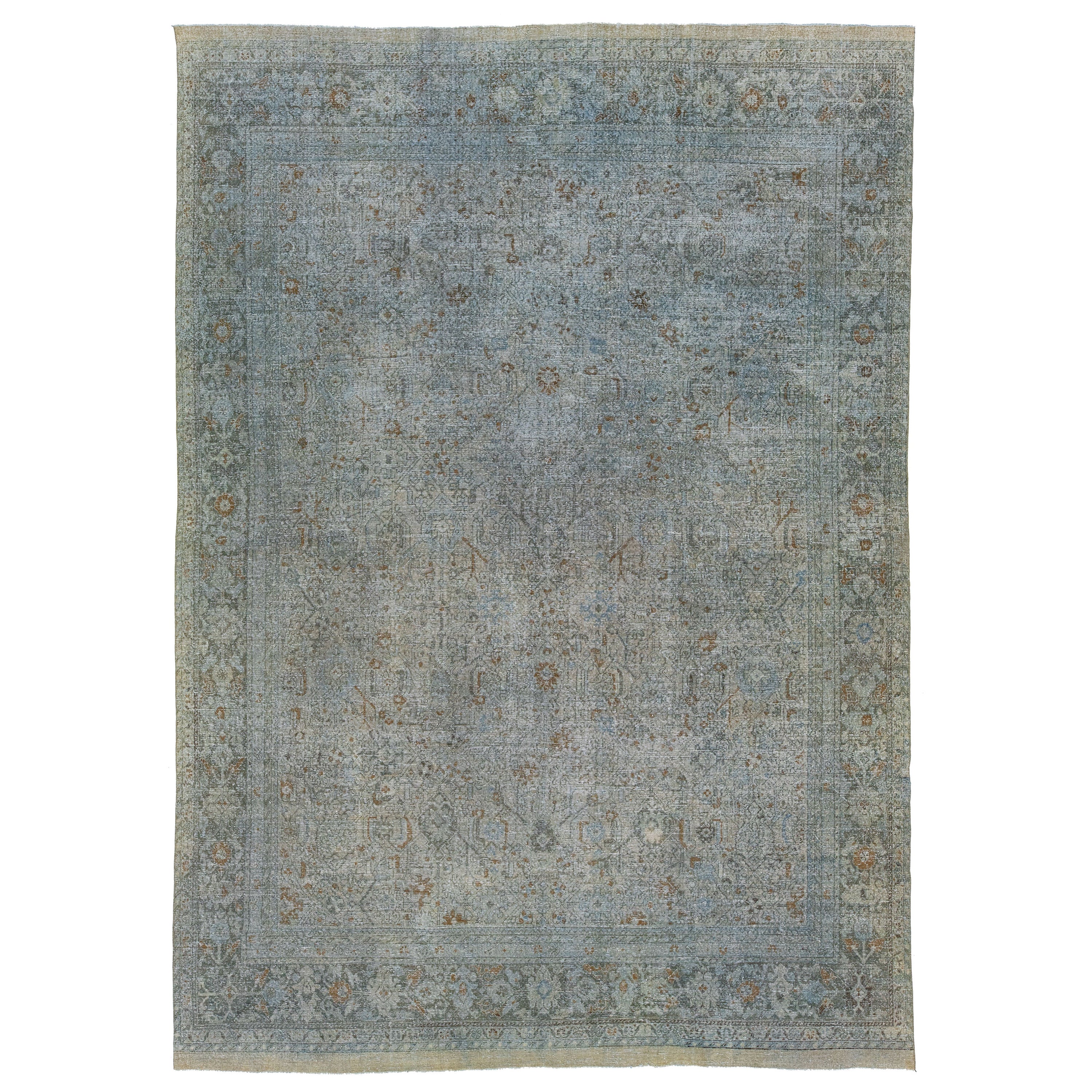 19th Century Antique Persian Tabriz Wool Rug with Allover Design In Gray For Sale