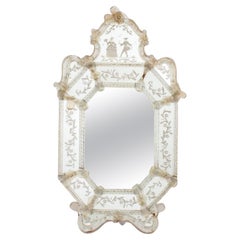 Venetian Rococo Style Engraved Glass Mirror