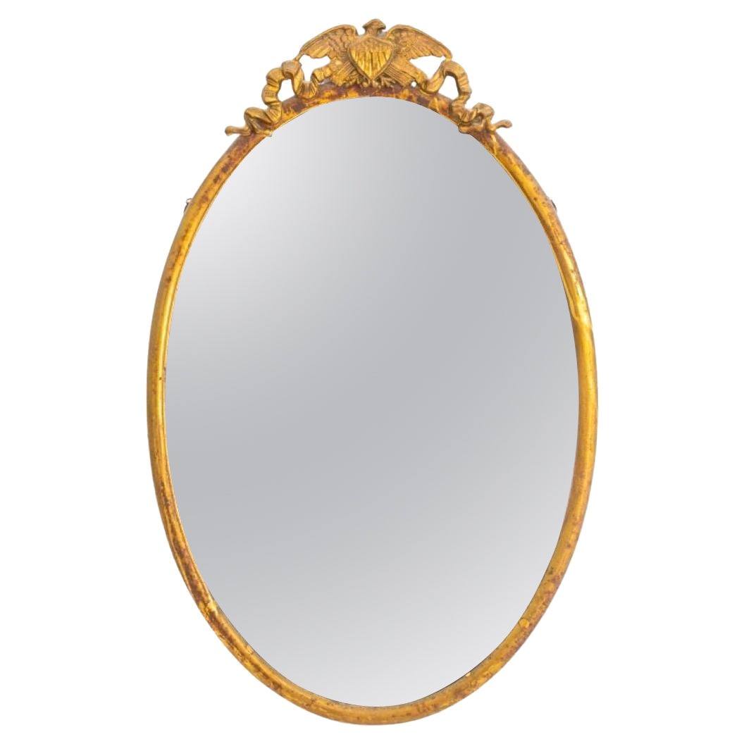 American Chased Gilt Metal Medaillon Mirror For Sale