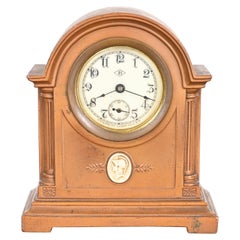Antique Benedict Studios Arts & Crafts Bronze Mantel Clock, Circa 1910