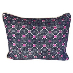 Vintage Navy & Pink Geometric Woven Tribal Pillow