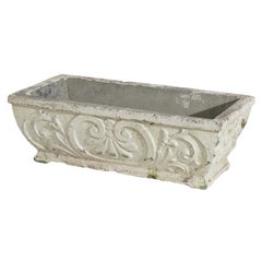 Cast Hardstone Long Garden or Patio Planter with Scroll Work in Relief 20th C