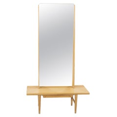 Kurt østervig freestanding oak hall mirror with drawer