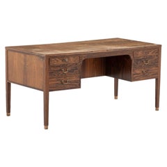 Vintage Danish Rosewood Writing Desk in the Manner of Ole Wanscher
