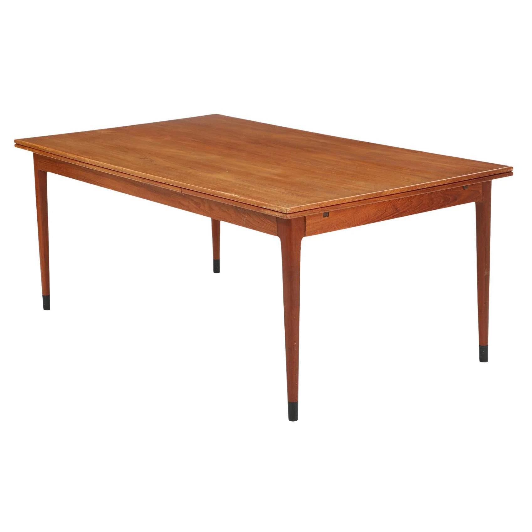 Model 12 teak draw leaf dining table by j.L. Møller For Sale