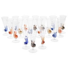 Gran Juego de Copas Nautilus Cenedese 18, Cristal de Murano. Único e irrepetible