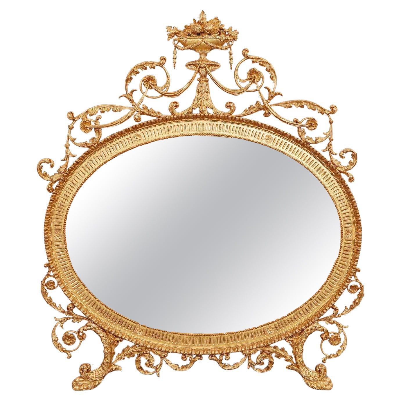 Adam Giltwood Oval Overmantel Mirror For Sale