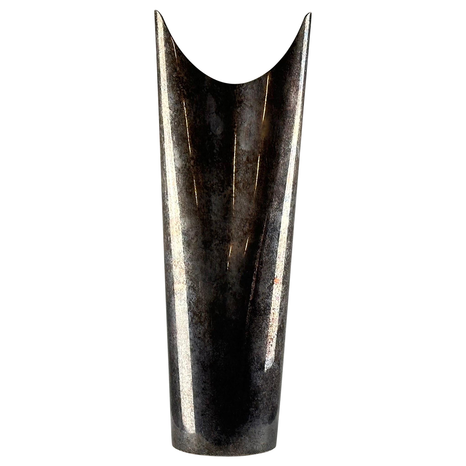 Exquisite Limited Edition Large Silver Plate Vase by Guido Niest, 1970s For Sale