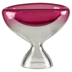 Vintage Effedue Murano Glass Bowl/Vase: Pink and Transparent Two-Tone, 1970s