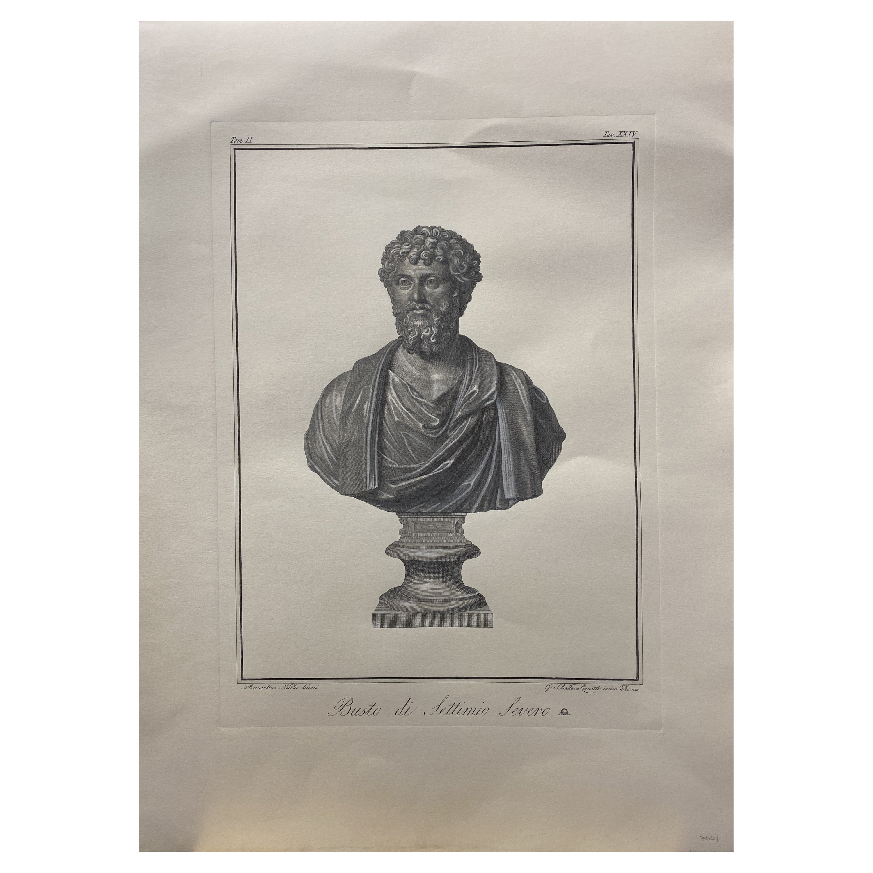 Contemporary Italian Hand Printed Antique Roman Emperor Bust " Settimio Severo"