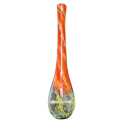 Vintage 1970s Multicolor Murano glass vase Confetti Swirl Art Glass Vase
