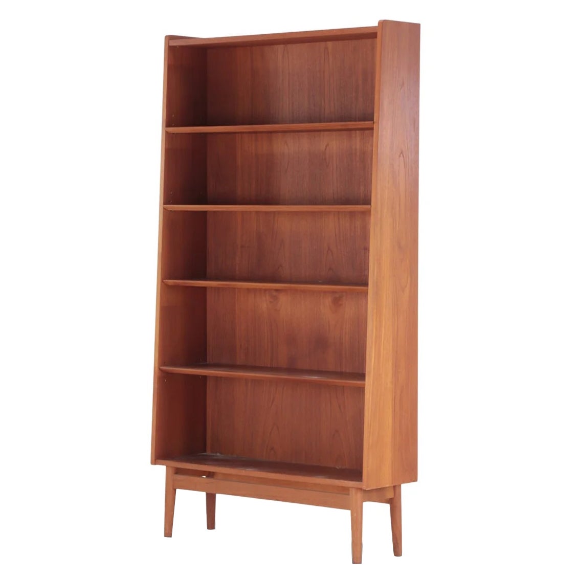 Narrow teak bookcase by johannes sorth #2 For Sale