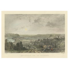 Antique View of Nottingham and the Trent River in a Steel-Engraving, 1836
