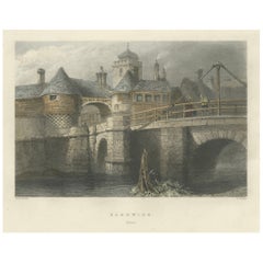 Engraving of Sandwich in Kent, One of the Cinque Ports in the UK, 1841