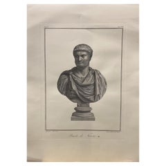 Contemporary Italian Hand Printed Antique Roman Emperor Bust "Nerone"