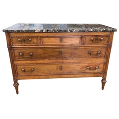 18th Century French Walnut Louis XVI with Gray Marble