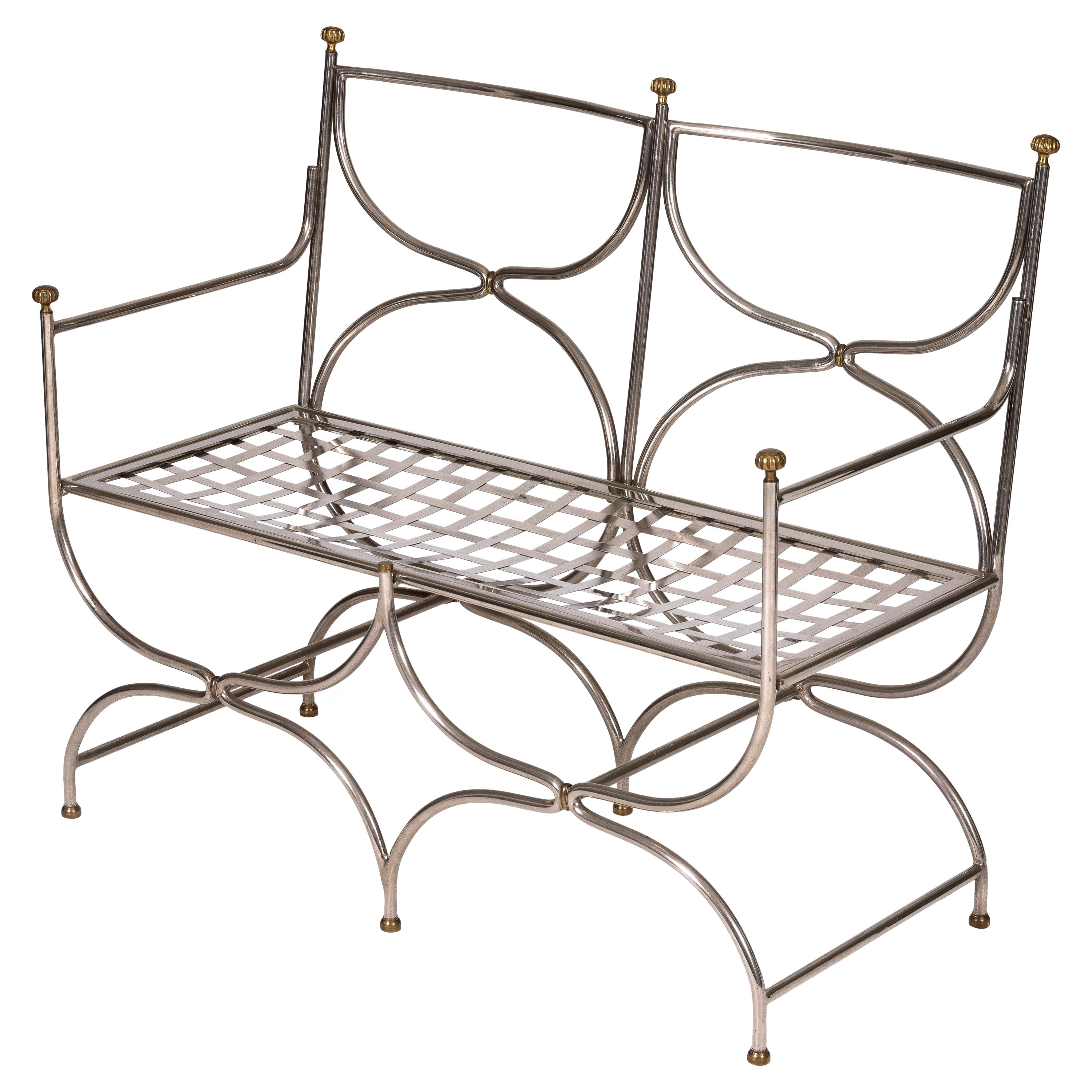 Steel And Brass Bench Jansen House For Sale