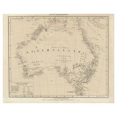 Detailed German Map of Australia Including Statistics of 1841, Published in 1854