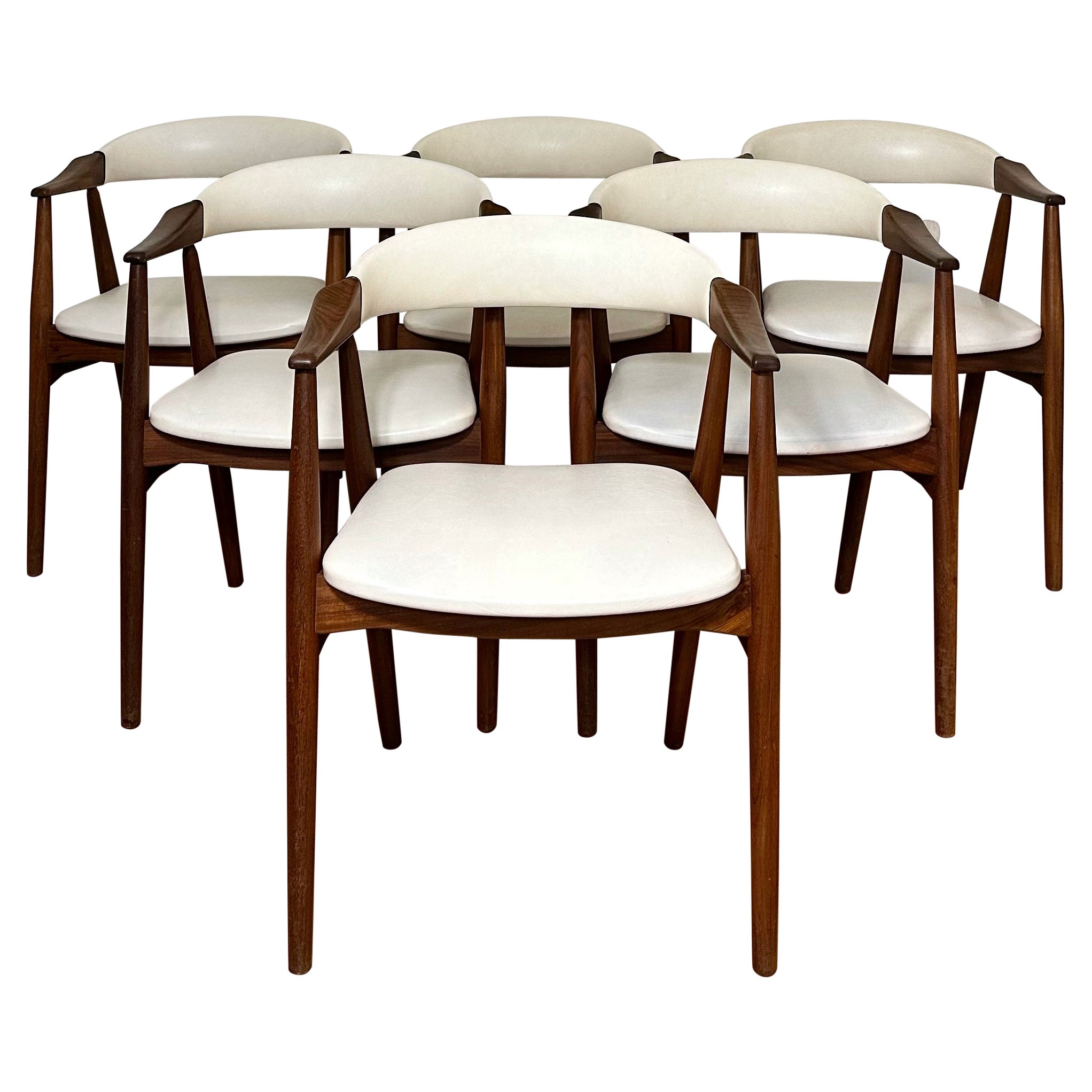 Mid-Century Solid Teak Six Danish Armchairs by Th. Harlev for Farstrup Møbler For Sale