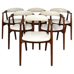 Vintage Mid-Century Solid Teak Six Danish Armchairs by Th. Harlev for Farstrup Møbler