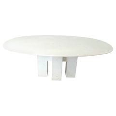 Vintage white marble dining table, 1970s
